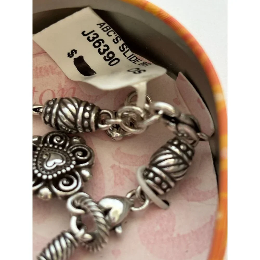 Brighton Barrel Slide Bracelet Charms Frog M Initial In Heart Tin ABCs 7-8 Inch - Picture 6 of 10